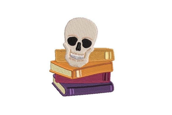 Review: Skull on Stack of Books Embroidery Design